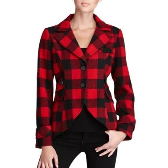 Aqua x Bloomingdale’s Buffalo Plaid Riding Jacket - Size Medium - Picture 1 of 7